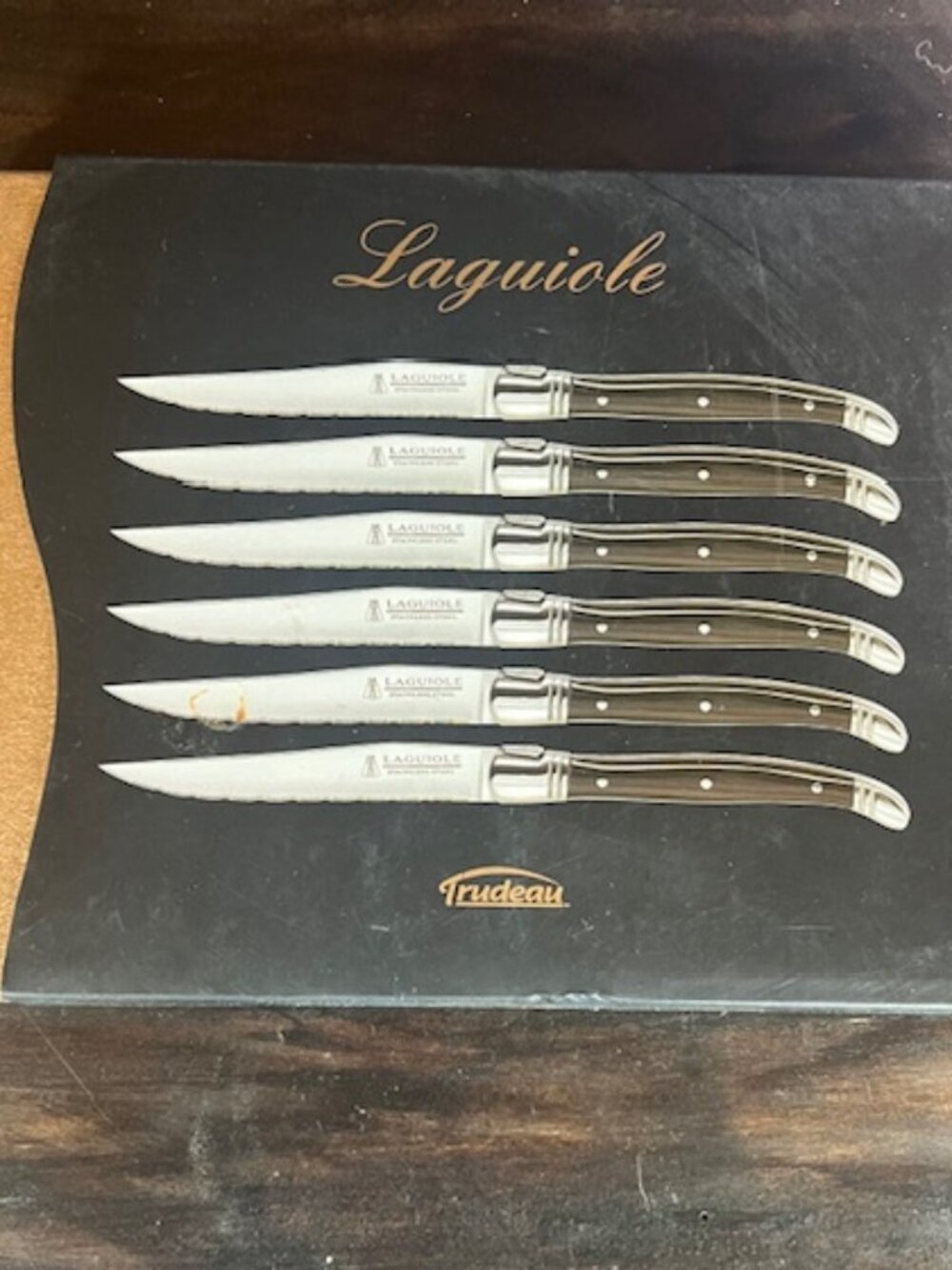 Laguiole by Trudeau Steak Knife Set 6 Piece Black Handles